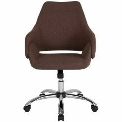 Outlet 🎉 Flash Furniture Madrid Mid Back Swivel Office Chair In Brown 😍 -Deals Writing Desks Store 1868801 1 L