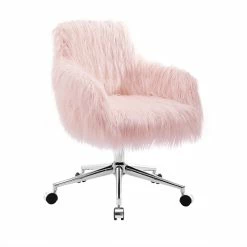 Cheapest ✨ Riverbay Furniture Faux Fur Swivel Office Chair In Pink And Chrome ✨ 5 Cheapest ✨ Riverbay Furniture Faux Fur Swivel Office Chair In Pink And Chrome ✨ -Deals Writing Desks Store 1885613 1 L