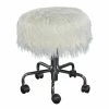 Brand new 🔔 Riverbay Furniture Faux Fur Stool In White ⭐ -Deals Writing Desks Store 1886026 L