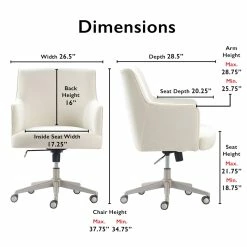 Top 10 😉 Tommy Hilfiger Belmont Home Office Chair Ivory Fabric 🧨 -Deals Writing Desks Store 1906775 7 L