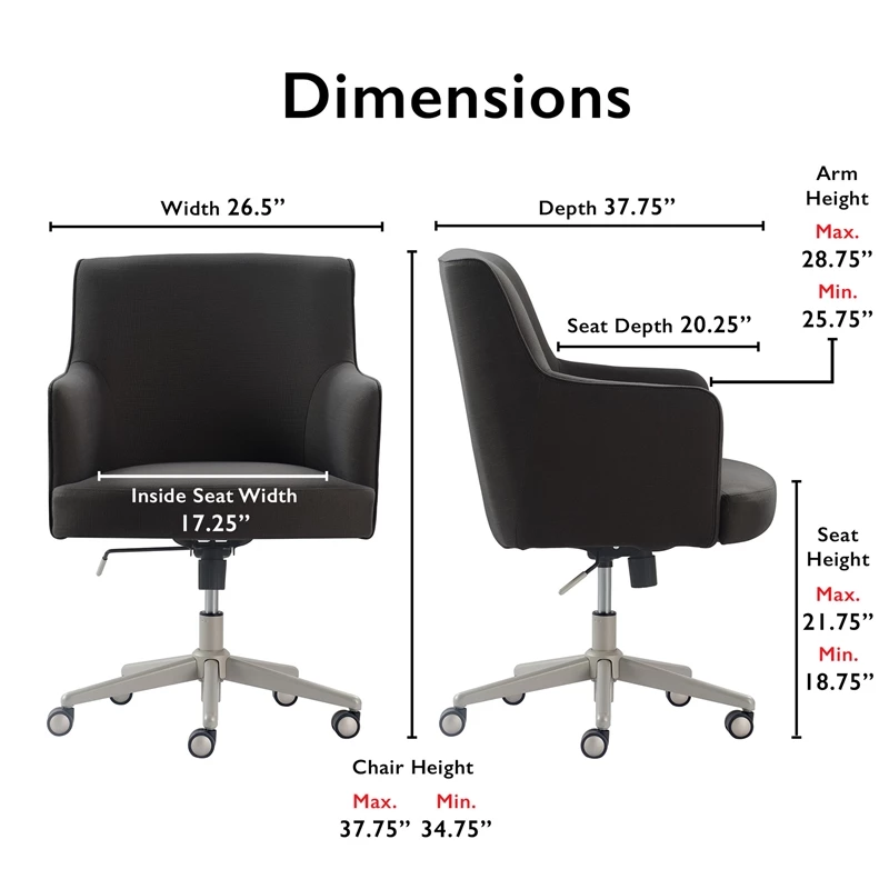 Best Pirce ⌛ Tommy Hilfiger Belmont Home Office Chair Gray Fabric 😍 4 Best Pirce ⌛ Tommy Hilfiger Belmont Home Office Chair Gray Fabric 😍 - Image 2