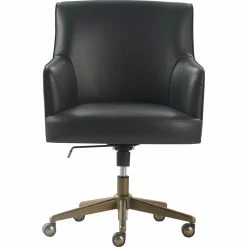 Best deal 🥰 Tommy Hilfiger Belmont Home Office Chair Gray Leather 😉 -Deals Writing Desks Store 1906777 11 L