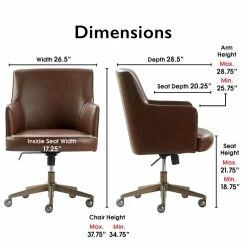 Cheap 🌟 Tommy Hilfiger Belmont Home Office Chair Brown Leather 🤩 -Deals Writing Desks Store 1906778 6 L