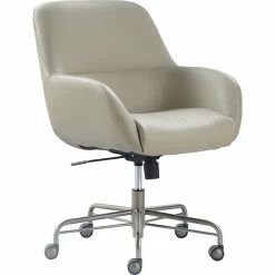 New 🌟 Tommy Hilfiger Forester Leather Office Chair Cream 👍 -Deals Writing Desks Store 1906785 11 L