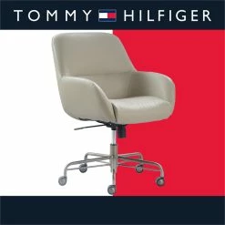 New 🌟 Tommy Hilfiger Forester Leather Office Chair Cream 👍