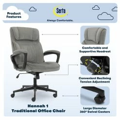 Best reviews of 😀 Serta At Home Serta Hannah Office Chair Velvet Gray Microfiber ⌛ 16 Best reviews of 😀 Serta At Home Serta Hannah Office Chair Velvet Gray Microfiber ⌛ -Deals Writing Desks Store 1906827 36 L
