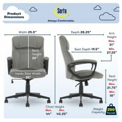 Best reviews of 😀 Serta At Home Serta Hannah Office Chair Velvet Gray Microfiber ⌛ 17 Best reviews of 😀 Serta At Home Serta Hannah Office Chair Velvet Gray Microfiber ⌛ -Deals Writing Desks Store 1906827 37 L