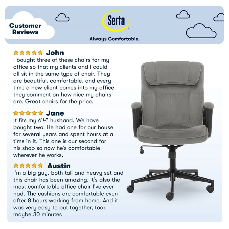 Best reviews of 😀 Serta At Home Serta Hannah Office Chair Velvet Gray Microfiber ⌛ 6 Best reviews of 😀 Serta At Home Serta Hannah Office Chair Velvet Gray Microfiber ⌛ - Image 4