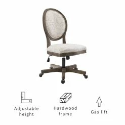 Best Pirce 🥰 Linon Corden Script Wood Upholstered Office Chair In Beige ❤️ -Deals Writing Desks Store 1908276 12 L