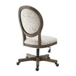 Best Pirce 🥰 Linon Corden Script Wood Upholstered Office Chair In Beige ❤️ -Deals Writing Desks Store 1908276 5 L