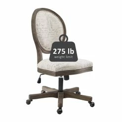 Best Pirce 🥰 Linon Corden Script Wood Upholstered Office Chair In Beige ❤️ -Deals Writing Desks Store 1908276 9 L