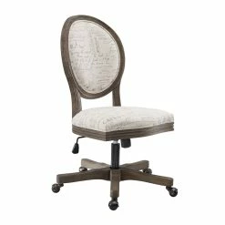 Best Pirce 🥰 Linon Corden Script Wood Upholstered Office Chair In Beige ❤️