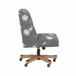 Brand new 🥰 Linon Draper Wood Upholstered Embroidered Office Chair In Gray 🎉 -Deals Writing Desks Store 1908281 22 L