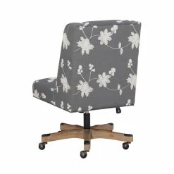 Brand new 🥰 Linon Draper Wood Upholstered Embroidered Office Chair In Gray 🎉 -Deals Writing Desks Store 1908281 23 L
