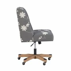 Brand new 🥰 Linon Draper Wood Upholstered Embroidered Office Chair In Gray 🎉 -Deals Writing Desks Store 1908281 27 L