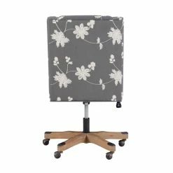 Brand new 🥰 Linon Draper Wood Upholstered Embroidered Office Chair In Gray 🎉 -Deals Writing Desks Store 1908281 29 L