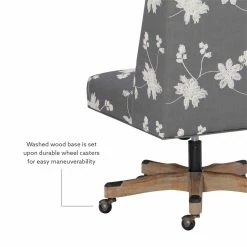 Brand new 🥰 Linon Draper Wood Upholstered Embroidered Office Chair In Gray 🎉 -Deals Writing Desks Store 1908281 34 L