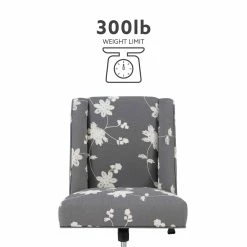 Brand new 🥰 Linon Draper Wood Upholstered Embroidered Office Chair In Gray 🎉 -Deals Writing Desks Store 1908281 37 L