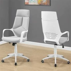 Flash Sale 🔥 Monarch Swivel Executive Office Chair In White And Gray 🛒 -Deals Writing Desks Store 1916721 1 L