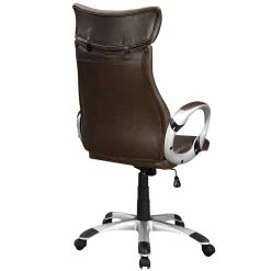 Best deal 💯 Monarch Faux Leather Swivel Executive Office Chair In Brown And Silver ✔️ -Deals Writing Desks Store 1916725 2 L