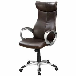 Deals Writing Desks Store 16 Best deal ๐ฏ Monarch Faux Leather Swivel Executive Office Chair In Brown And Silver โ๏ธ