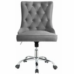 Discount 🥰 Coaster Velvet Tufted Swivel Adjustable Office Chair In Gray ✔️ -Deals Writing Desks Store 1926951 2 L