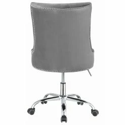 Discount 🥰 Coaster Velvet Tufted Swivel Adjustable Office Chair In Gray ✔️ -Deals Writing Desks Store 1926951 5 L