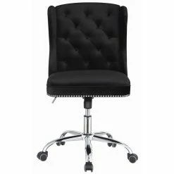 Promo ⭐ Coaster Velvet Tufted Swivel Adjustable Office Chair In Black 🤩 -Deals Writing Desks Store 1926952 2 L