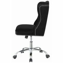 Promo ⭐ Coaster Velvet Tufted Swivel Adjustable Office Chair In Black 🤩 -Deals Writing Desks Store 1926952 3 L
