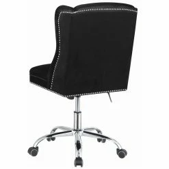 Promo ⭐ Coaster Velvet Tufted Swivel Adjustable Office Chair In Black 🤩 -Deals Writing Desks Store 1926952 4 L