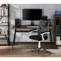 Deals 🎉 Furniture Of America Genova Metal Ergonomic Office Chair In Black And White ✨ -Deals Writing Desks Store 1954164 L
