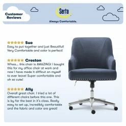 New 🌟 Serta At Home Serta Leighton Home Office Chair With Memory Foam Blue 🧨 -Deals Writing Desks Store 1971028 33 L
