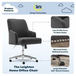 Deals 🧨 Serta At Home Serta Leighton Home Office Chair With Memory Foam - Graphite 😉 -Deals Writing Desks Store 1971029 30 L