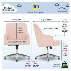 Discount ๐ Serta At Home Serta Leighton Home Office Chair With Memory Foam Pink ๐ 19 Discount ๐ Serta At Home Serta Leighton Home Office Chair With Memory Foam Pink ๐ -Deals Writing Desks Store 1971030 28 L