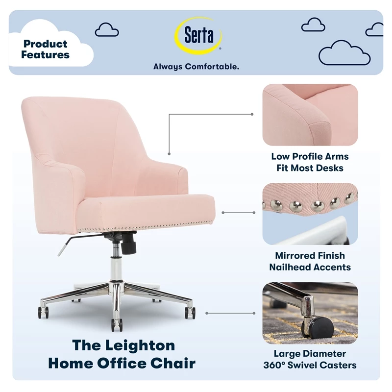 Discount ๐ Serta At Home Serta Leighton Home Office Chair With Memory Foam Pink ๐ 11 Discount ๐ Serta At Home Serta Leighton Home Office Chair With Memory Foam Pink ๐ - Image 9