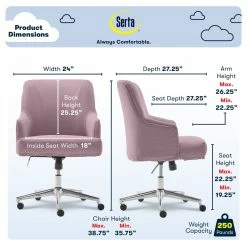 Buy โญ Serta At Home Serta Leighton Home Office Chair With Memory Foam Lilac ๐ 19 Buy โญ Serta At Home Serta Leighton Home Office Chair With Memory Foam Lilac ๐ -Deals Writing Desks Store 1971031 27 L
