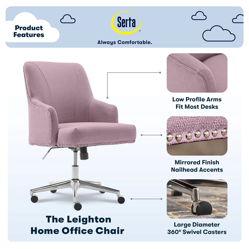 Buy โญ Serta At Home Serta Leighton Home Office Chair With Memory Foam Lilac ๐ 11 Buy โญ Serta At Home Serta Leighton Home Office Chair With Memory Foam Lilac ๐ - Image 9