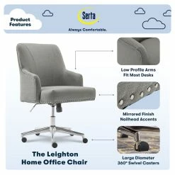 Brand new 🌟 Serta At Home Serta Leighton Home Office Chair With Memory Foam Medium Gray 🌟 -Deals Writing Desks Store 1971034 31 L