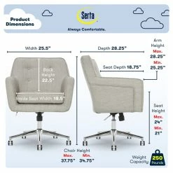 Discount ✨ Serta At Home Serta Ashland Ergonomic Home Office Chair With Memory Foam Cushioning Light Gray 🎉 -Deals Writing Desks Store 1971201 28 L