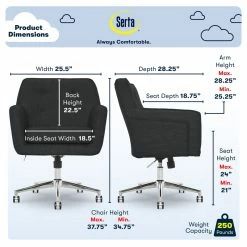 Flash Sale 🔥 Serta At Home Serta Ashland Ergonomic Home Office Chair With Memory Foam Cushioning - Charcoal 🥰 14 Flash Sale 🔥 Serta At Home Serta Ashland Ergonomic Home Office Chair With Memory Foam Cushioning - Charcoal 🥰 -Deals Writing Desks Store 1971202 28 L