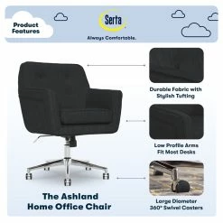 Flash Sale 🔥 Serta At Home Serta Ashland Ergonomic Home Office Chair With Memory Foam Cushioning - Charcoal 🥰 18 Flash Sale 🔥 Serta At Home Serta Ashland Ergonomic Home Office Chair With Memory Foam Cushioning - Charcoal 🥰 -Deals Writing Desks Store 1971202 32 L