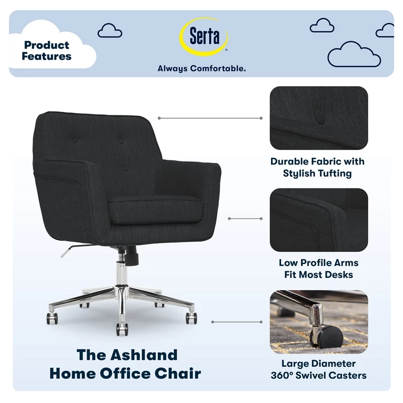 Flash Sale 🔥 Serta At Home Serta Ashland Ergonomic Home Office Chair With Memory Foam Cushioning - Charcoal 🥰 9 Flash Sale 🔥 Serta At Home Serta Ashland Ergonomic Home Office Chair With Memory Foam Cushioning - Charcoal 🥰 - Image 7