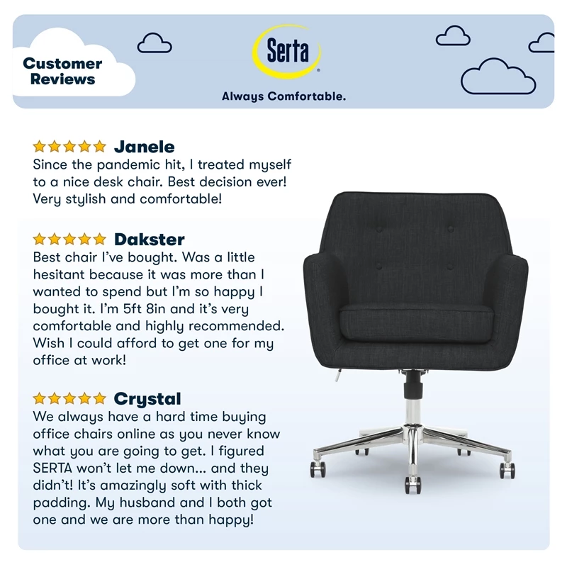 Flash Sale 🔥 Serta At Home Serta Ashland Ergonomic Home Office Chair With Memory Foam Cushioning - Charcoal 🥰 11 Flash Sale 🔥 Serta At Home Serta Ashland Ergonomic Home Office Chair With Memory Foam Cushioning - Charcoal 🥰 - Image 9