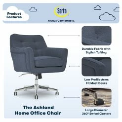 Best deal 😉 Serta At Home Serta Ashland Ergonomic Home Office Chair With Memory Foam Cushioning - Blue 😉 -Deals Writing Desks Store 1971205 29 L