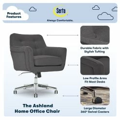 Budget ❤️ Serta At Home Serta Ashland Ergonomic Home Office Chair With Memory Foam Cushioning - Graphite 😉 -Deals Writing Desks Store 1971206 29 L