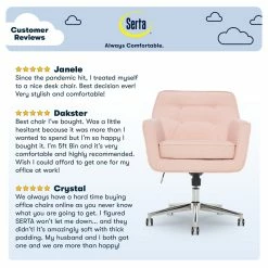 Hot Sale 🎉 Serta At Home Serta Ashland Ergonomic Home Office Chair With Memory Foam Cushioning - Pink 😀 -Deals Writing Desks Store 1971207 33 L
