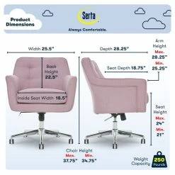 Best Pirce 💯 Serta At Home Serta Ashland Ergonomic Home Office Chair With Memory Foam Cushioning - Lilac ✨ -Deals Writing Desks Store 1971208 28 L