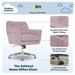 Best Pirce 💯 Serta At Home Serta Ashland Ergonomic Home Office Chair With Memory Foam Cushioning - Lilac ✨ -Deals Writing Desks Store 1971208 32 L