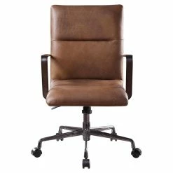 Outlet ✨ ACME Furniture ACME Indra Leather Upholstered Swivel Office Chair In Vintage Chocolate ❤️ -Deals Writing Desks Store 1973170 5 L