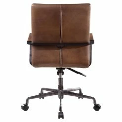 Outlet ✨ ACME Furniture ACME Indra Leather Upholstered Swivel Office Chair In Vintage Chocolate ❤️ -Deals Writing Desks Store 1973170 7 L